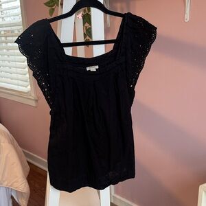 a.n.a Black Eyelet Sleeve Blouse